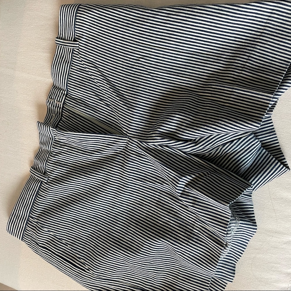 Blue and white striped shorts